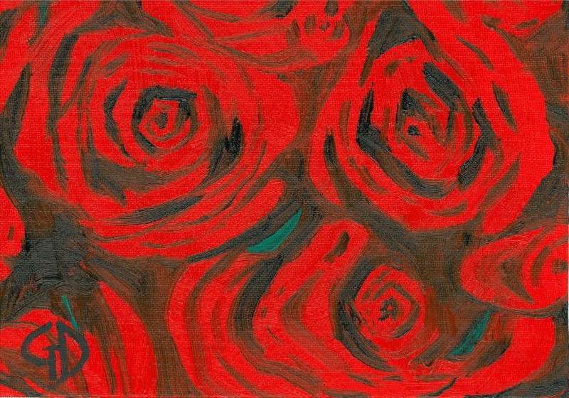 Red roses.jpg - Red roses oil on canvas board, (7 x 9") 17.7 x 22.8cm Scanned 17 November 2014